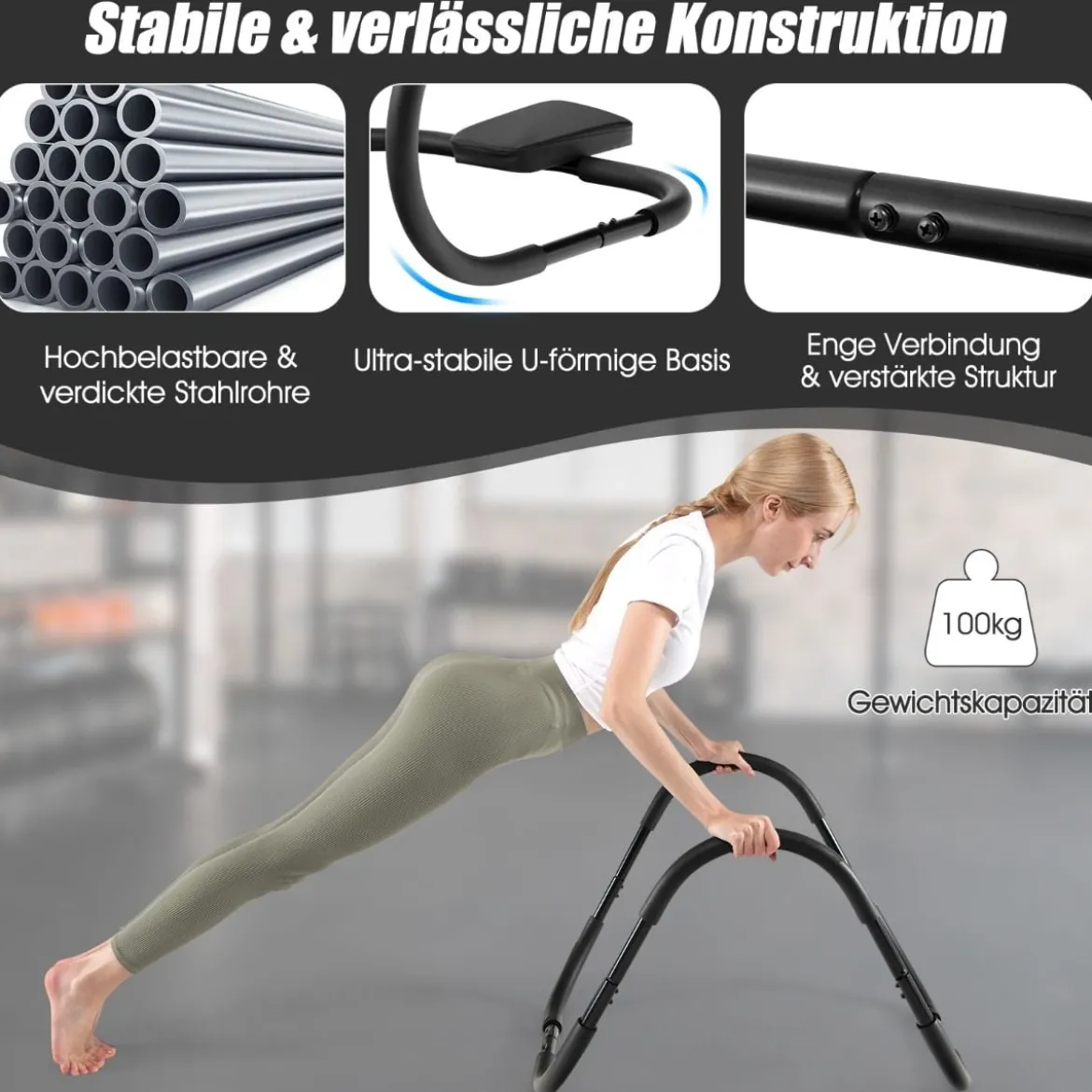 Bauchmuskeltrainer mit Weichem Griff Krafttrainingsgerät Fitnessgerät Schwarz