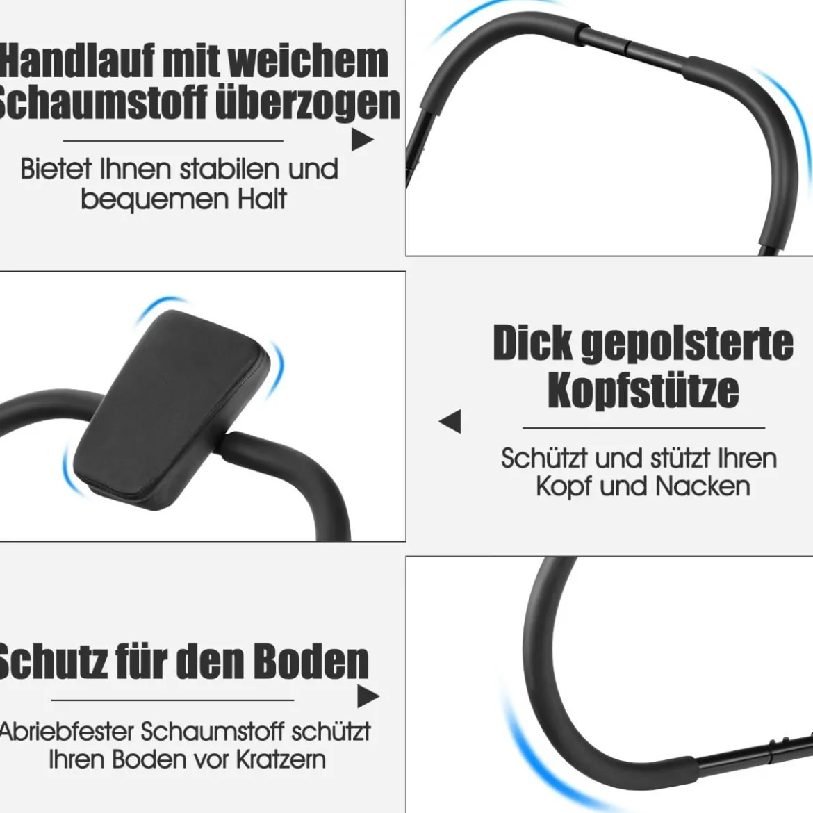 Bauchmuskeltrainer mit Weichem Griff Krafttrainingsgerät Fitnessgerät Schwarz