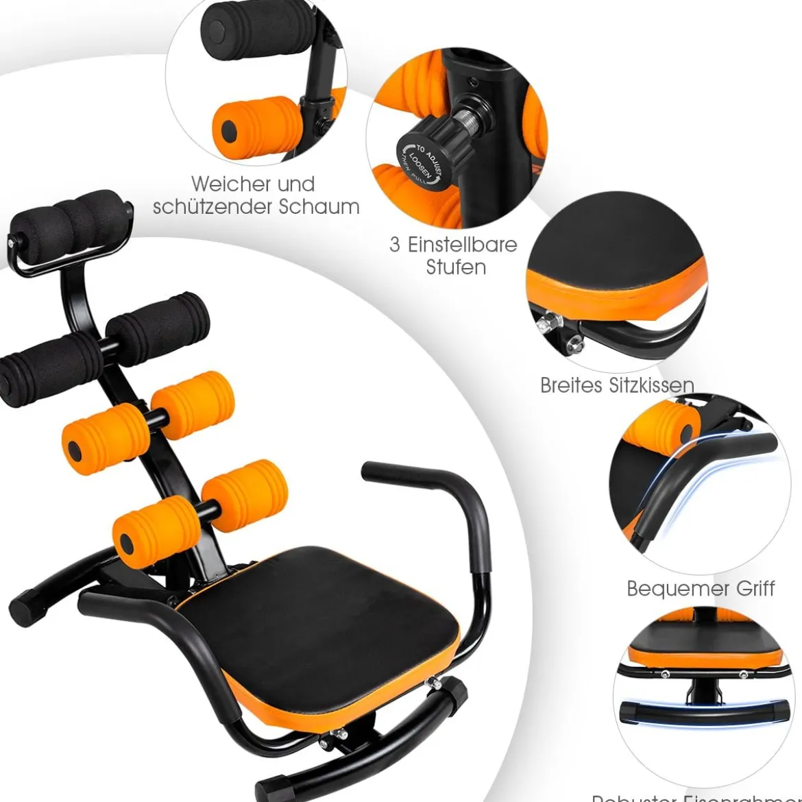 Bauchtrainer drehbar Bauchmuskeltrainer Allround Trainer mit 3 Fach Rückenlehne