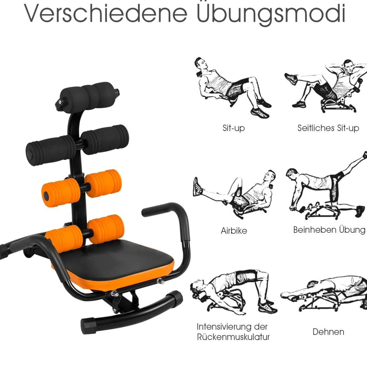 Bauchtrainer drehbar Bauchmuskeltrainer Allround Trainer mit 3 Fach Rückenlehne