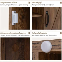 Bauernhaus Nachtisch mit Ladestation Nachtschrank mit verstellbarem Regal Schrank Braun