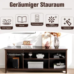 Bauernhaus-TV-Ständer mit Schiebetüren für Fernseher bis 65 Zoll 150 x 40 x 60 cm Braun