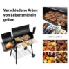 BBQ-Holzkohlegrill mit Rädern Grillwagen mit Deckel Outdoor-Grill 115 x 65 x 108 cm Schwarz
