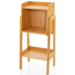 Bücherregal aus Bambus 3-stufiges mit Beinen & erhöhtem Kantendesign modernes Aufbewahrungsregal