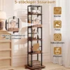 Bücherregal 360° Drehbares Standregal mit 5 Offenen Ebenen Freistehendes Aufbewahrungsregal mit Metallrahmen Braun