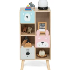 Bücherregal für Kinder Kinderzimmerschrank mit 3 Schubladen aus Holz 40 x 25,5 x 82,5 cm Natur
