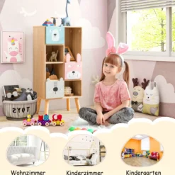 Bücherregal für Kinder Kinderzimmerschrank mit 3 Schubladen aus Holz 40 x 25,5 x 82,5 cm Natur