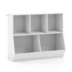 Bücherregal für Kinder mit 5 Würfelfächern Kinderregal aus Holz mit Kippsicherungen Weiß
