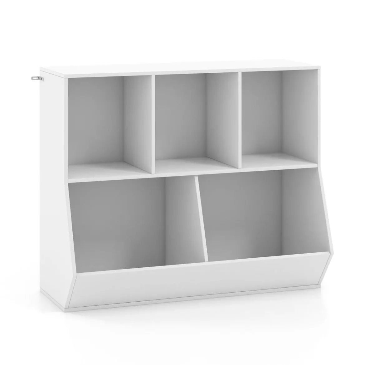 Bücherregal für Kinder mit 5 Würfelfächern Kinderregal aus Holz mit Kippsicherungen Weiß