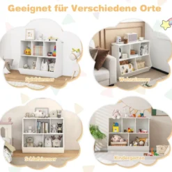 Bücherregal für Kinder mit 5 Würfelfächern Kinderregal aus Holz mit Kippsicherungen Weiß