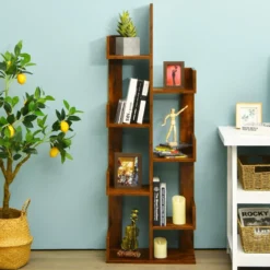 Bücherregal im Baumform mit 8 Fächern Standregal Aufbewahrungsregal 50 x 25 x 145 cm