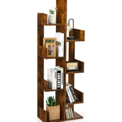 Bücherregal im Baumform mit 8 Fächern Standregal Aufbewahrungsregal 50 x 25 x 145 cm