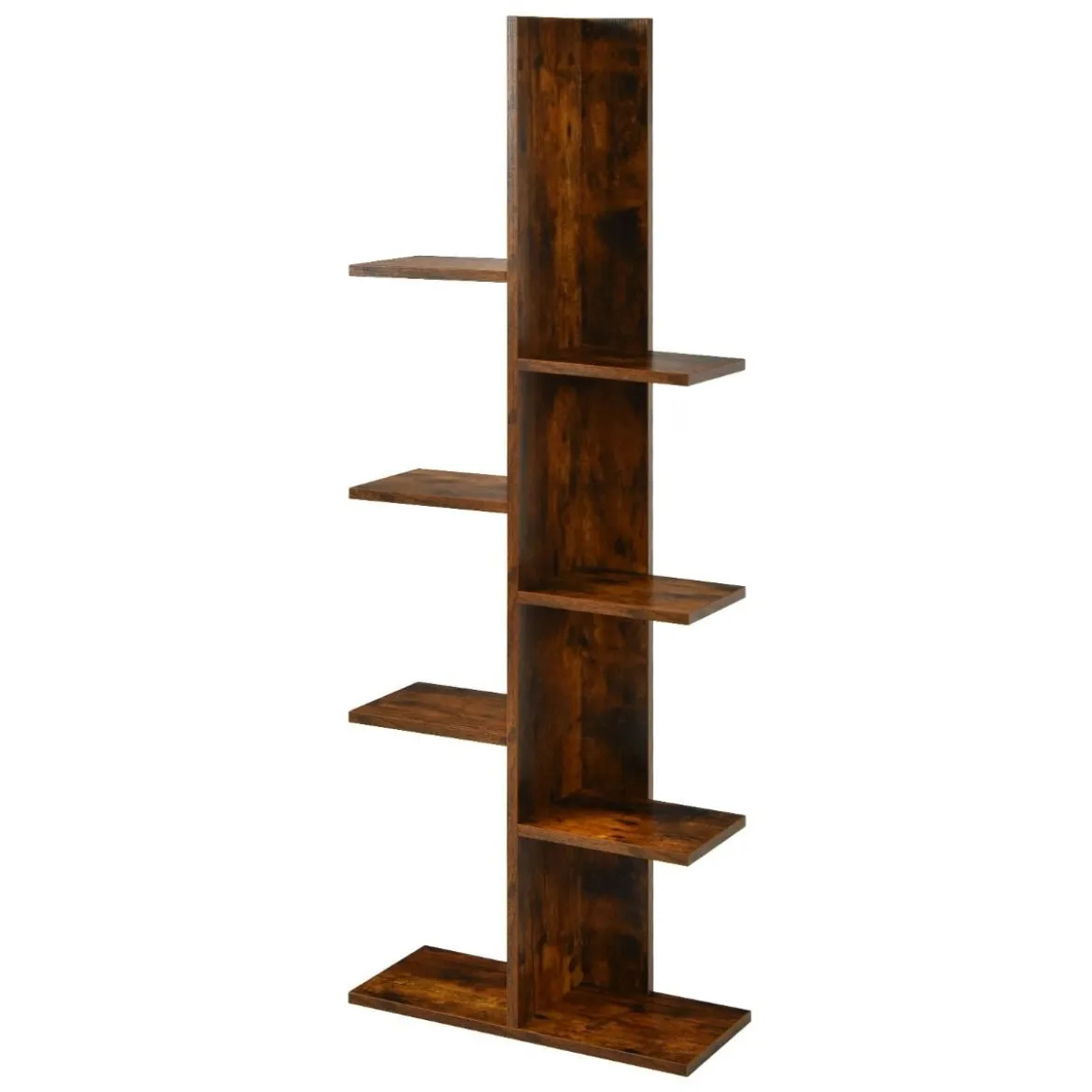 Bücherregal in Baumform mit 8 Ablagen Freistehendes Standregal Büroregal 50 x 20 x 141 cm