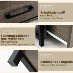 Bücherregal in Baumform mit Schublade & Metallrahmen 4 Ebenen Standregal Büroregal