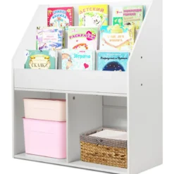 Bücherregal Kinderregal Spielzeugkiste mit 3 Fächern Weiß Holz 73 x 30 x 80 cm