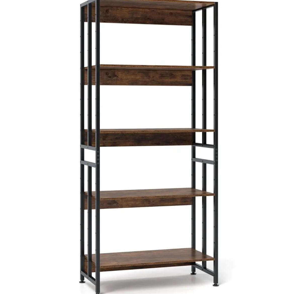 Bücherregal mit 5 Ebenen im Industriellen Stil Lagerregale Etagerenregal Standregal Braun