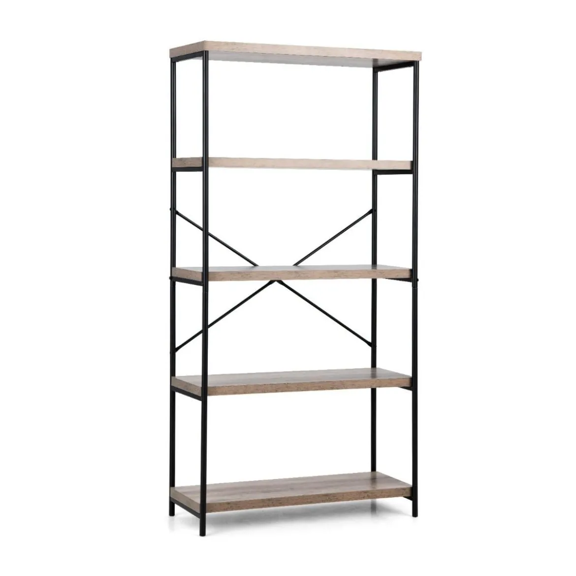 Bücherregal mit 5 Ebenen & Metallrahmen & Industrie-Design Standregal Büroregal Grau