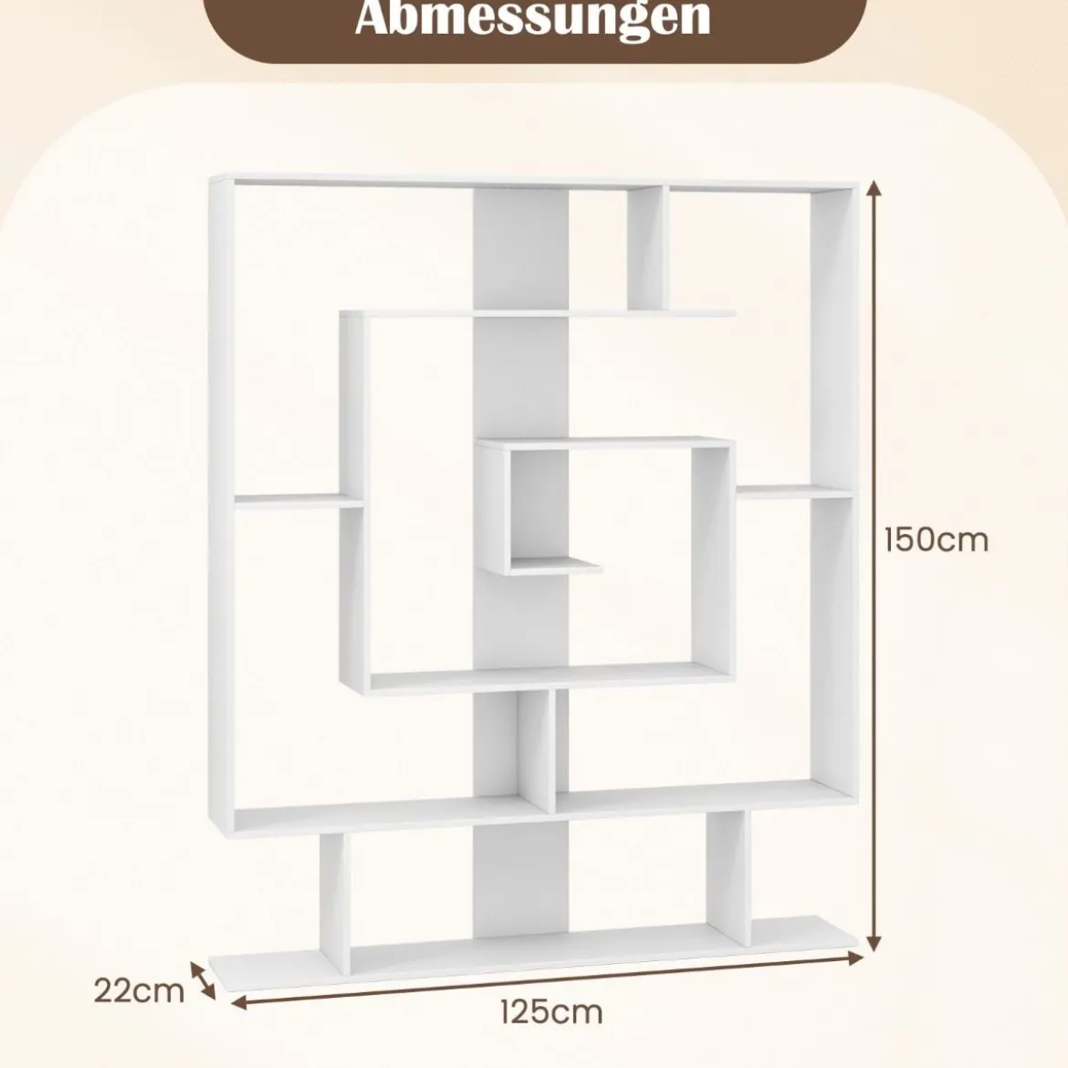 Bücherregal mit 7 Ebenen Raumteiler Regal Geometrisches Standregal Büroregal Ablageregal