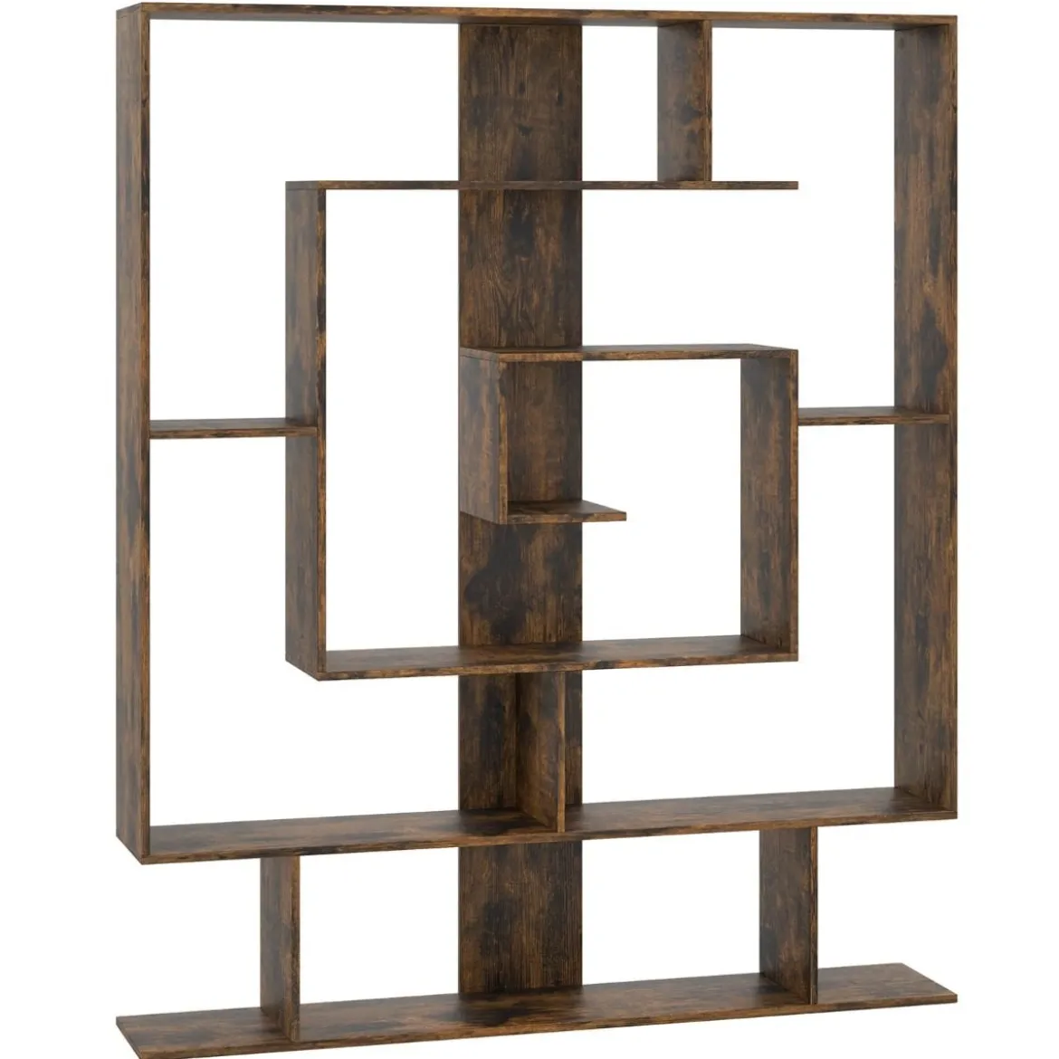 Bücherregal mit 7 Ebenen Raumteiler Regal Geometrisches Standregal Büroregal Ablageregal