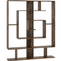 Bücherregal mit 7 Ebenen Raumteiler Regal Geometrisches Standregal Büroregal Ablageregal