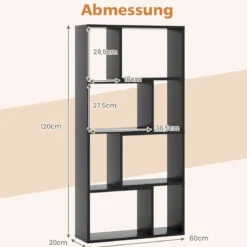 Bücherregal mit 4 Ebenen Standregal mit 8 Fächern Würfelregal Regal 60 x 20 x 120 cm