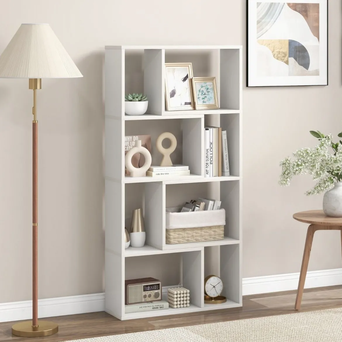 Bücherregal mit 4 Ebenen Standregal mit 8 Fächern Würfelregal Regal 60 x 20 x 120 cm