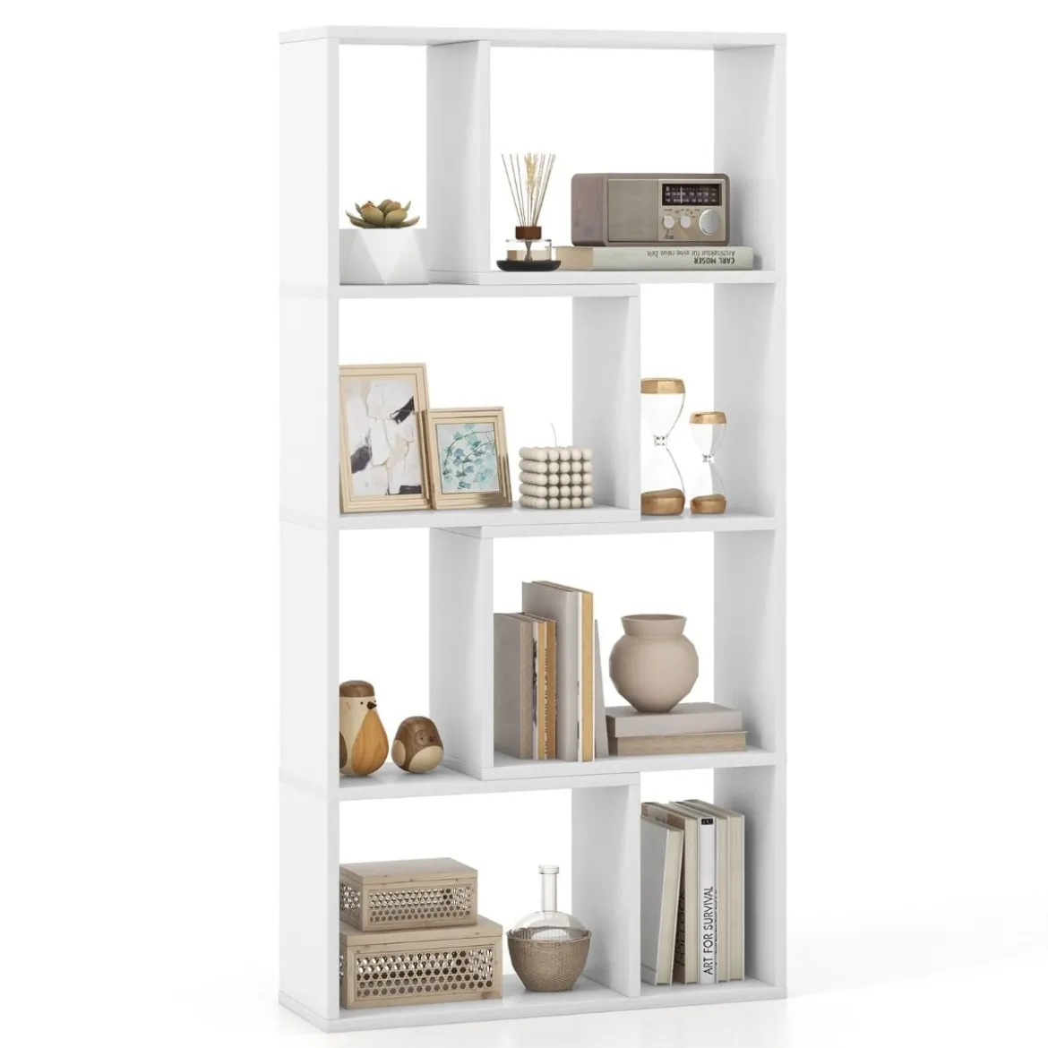 Bücherregal mit 4 Ebenen Standregal mit 8 Fächern Würfelregal Regal 60 x 20 x 120 cm