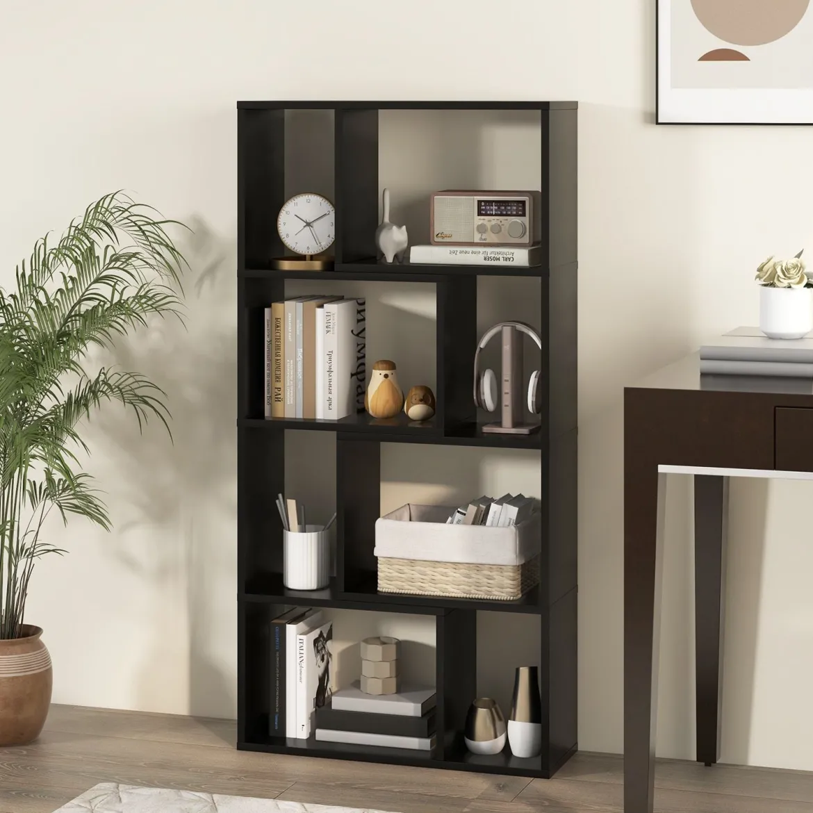 Bücherregal mit 4 Ebenen Standregal mit 8 Fächern Würfelregal Regal 60 x 20 x 120 cm