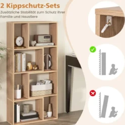 Bücherregal mit 4 Ebenen Standregal mit 8 Fächern Würfelregal Regal 60 x 20 x 120 cm