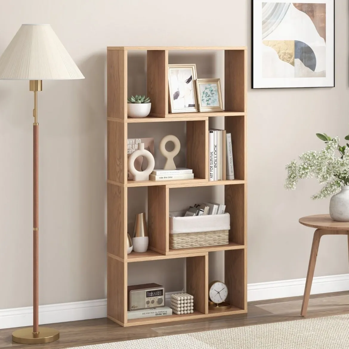 Bücherregal mit 4 Ebenen Standregal mit 8 Fächern Würfelregal Regal 60 x 20 x 120 cm