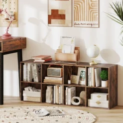 Bücherregal mit 8 Fächern Bücherschrank Büroregal Würfelregal Standregal 121,5 x 29 x 61 cm
