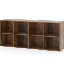 Bücherregal mit 8 Fächern Bücherschrank Büroregal Würfelregal Standregal 121,5 x 29 x 61 cm