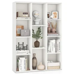 Bücherregal mit 11 Fächern Bücherschrank Büroregal Würfelregal 74 x 24 x 106 cm Weiß