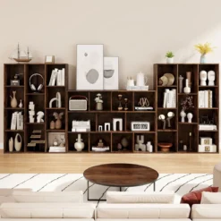 Bücherregal mit 11 Fächern Bücherschrank Büroregal Würfelregal 74 x 24 x 106 cm Kaffee