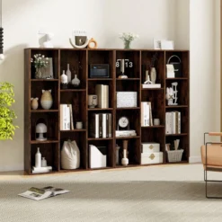 Bücherregal mit 11 Fächern Bücherschrank Büroregal Würfelregal 74 x 24 x 106 cm Kaffee