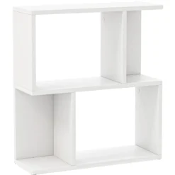 Bücherregal mit 4 Fächern Beistelltisch Couch Nachttisch Sofatisch Raumteiler Holz 50 x 17,5 x 55,5 cm Weiß