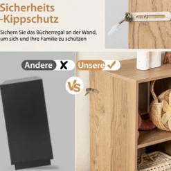 Bücherregal mit 6 Fächern & Erhöhten Metallbeinen & Verstellbaren Regalen Ablageregal