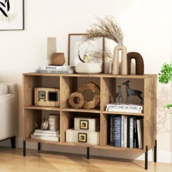 Bücherregal mit 6 Fächern & Erhöhten Metallbeinen & Verstellbaren Regalen Ablageregal
