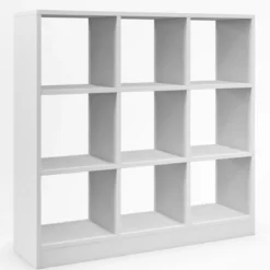 Bücherregal mit 9 Fächern Raumteiler Regal Würfelregal Standregal 107,5 x 33 x 107,5 cm Weiß