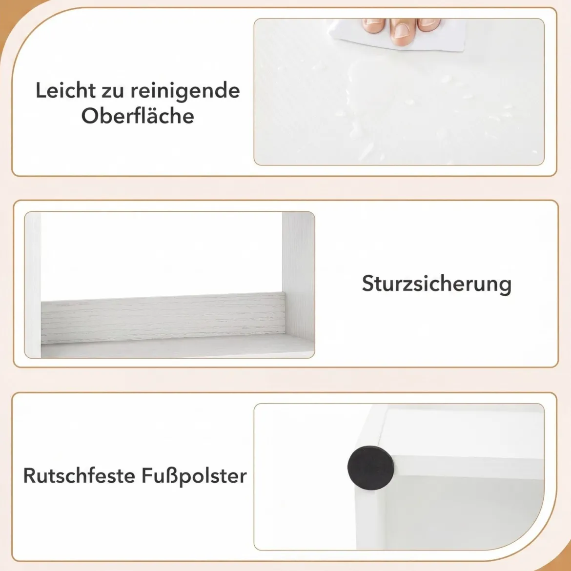 Bücherregal mit 7 Fächern & Schublade Bücherschrank mit Rutschfesten Fußkappen 50 x 24 x 130 cm