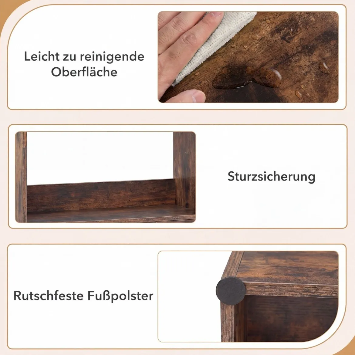 Bücherregal mit 7 Fächern & Schublade Bücherschrank mit Rutschfesten Fußkappen 50 x 24 x 130 cm