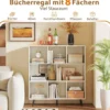 Bücherregal mit Fächern Standregal mit 3 Ebenen & Holzbeine Würfelregal Büroregal 100 cm