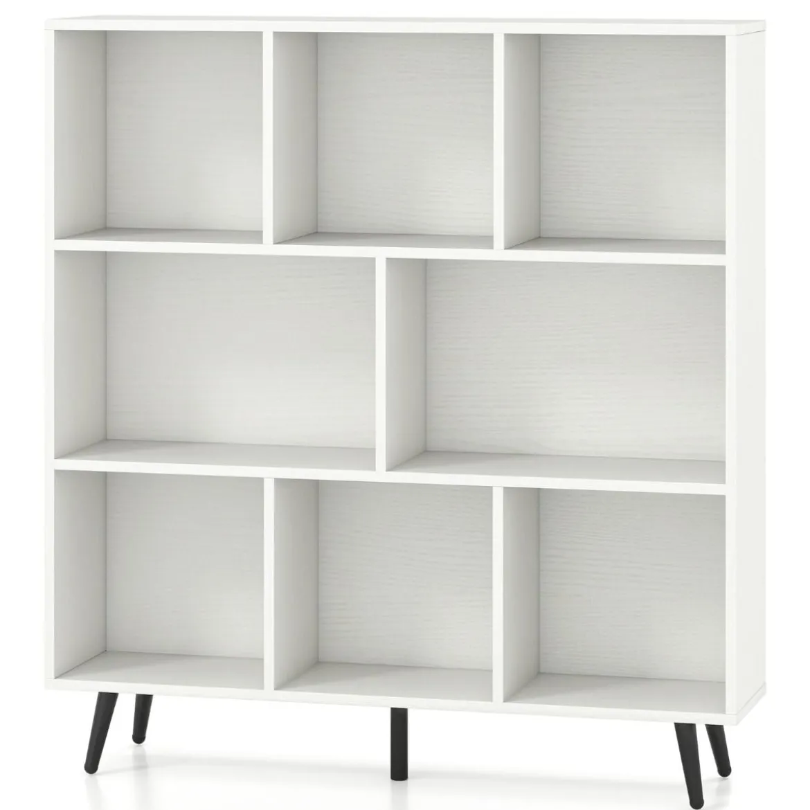 Bücherregal mit Fächern Standregal mit 3 Ebenen & Holzbeine Würfelregal Büroregal 100 cm