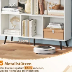 Bücherregal mit Fächern Standregal mit 3 Ebenen & Holzbeine Würfelregal Büroregal 100 cm
