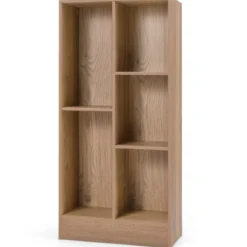 Bücherregal mit 5 Fächern Standregal Würfelregal Büroregal Aufbewahrungregal 50 x 24 x 104 cm Weiß/Natur