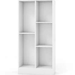 Bücherregal mit 5 Fächern Standregal Würfelregal Büroregal Aufbewahrungregal 50 x 24 x 104 cm Weiß/Natur