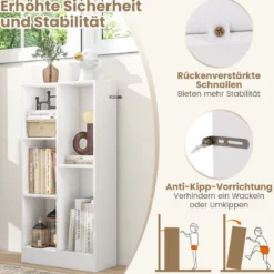 Bücherregal mit 5 Fächern Standregal Würfelregal Büroregal Aufbewahrungregal 50 x 24 x 104 cm Weiß/Natur