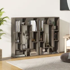 Bücherregal mit 7 Fächern Standregal Raumteiler Regal Würfelregal mit Kippschutz 60 x 20 x 90 cm