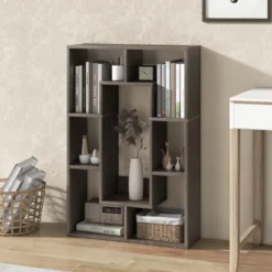 Bücherregal mit 7 Fächern Standregal Raumteiler Regal Würfelregal mit Kippschutz 60 x 20 x 90 cm