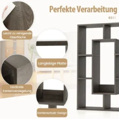 Bücherregal mit 7 Fächern Standregal Raumteiler Regal Würfelregal mit Kippschutz 60 x 20 x 90 cm